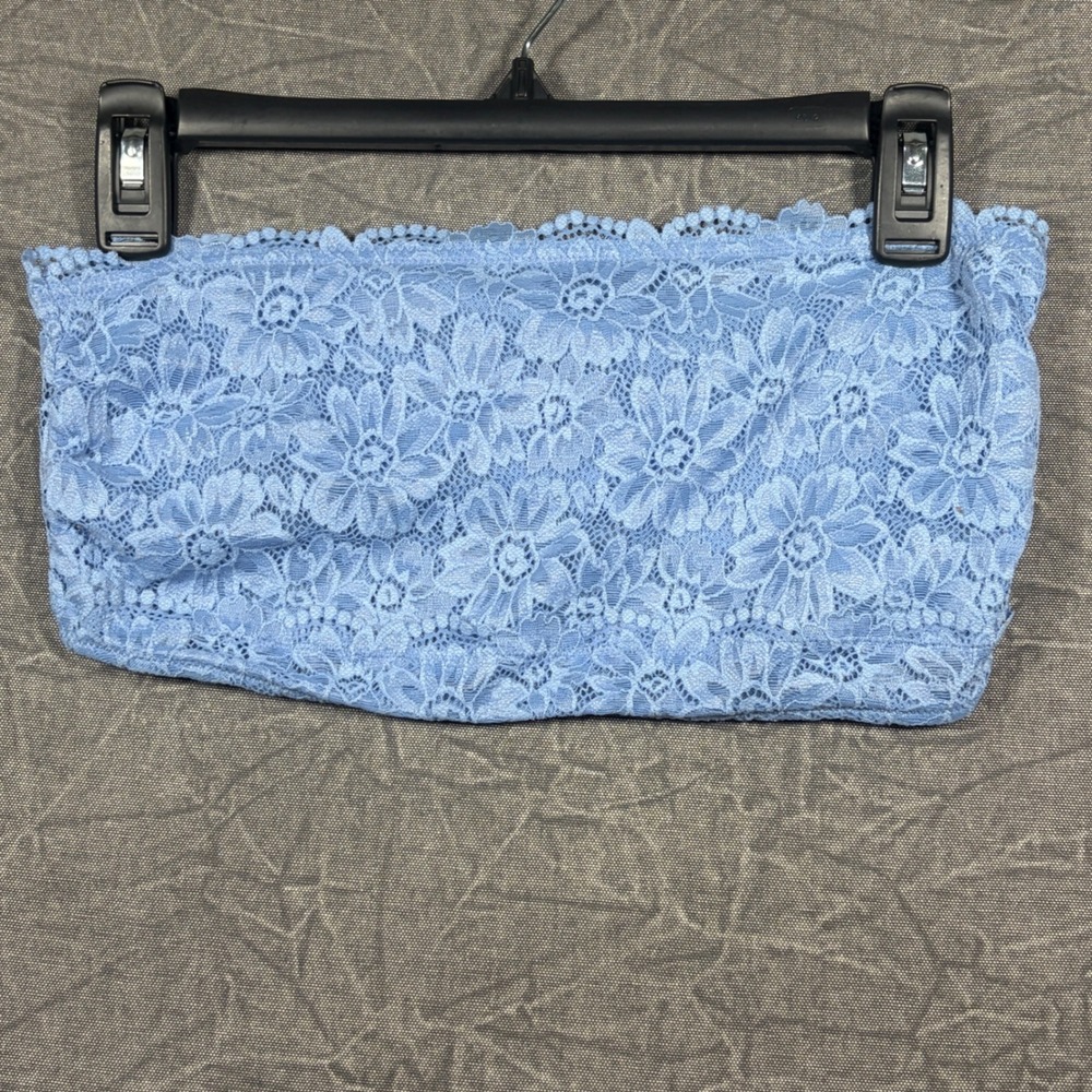 Old Navy Bandeau Bra Womens L Blue Floral Lace Strapless O.N.L.Y. Bralette